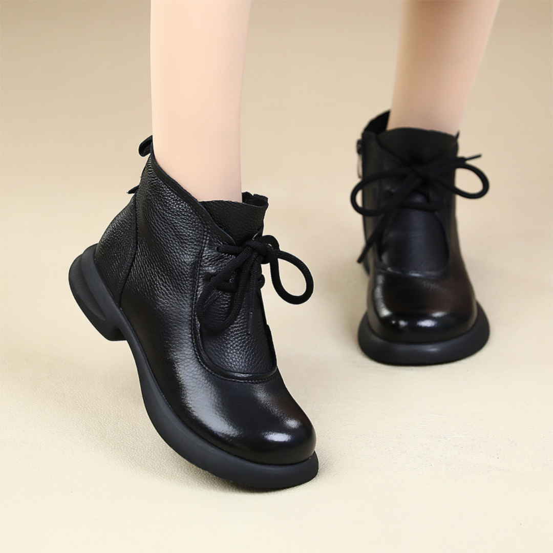 Botines de piel natural con tacón para mujer®