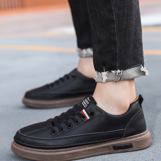 Zapatillas casuales de cuero genuino con suela flexible para hombre®