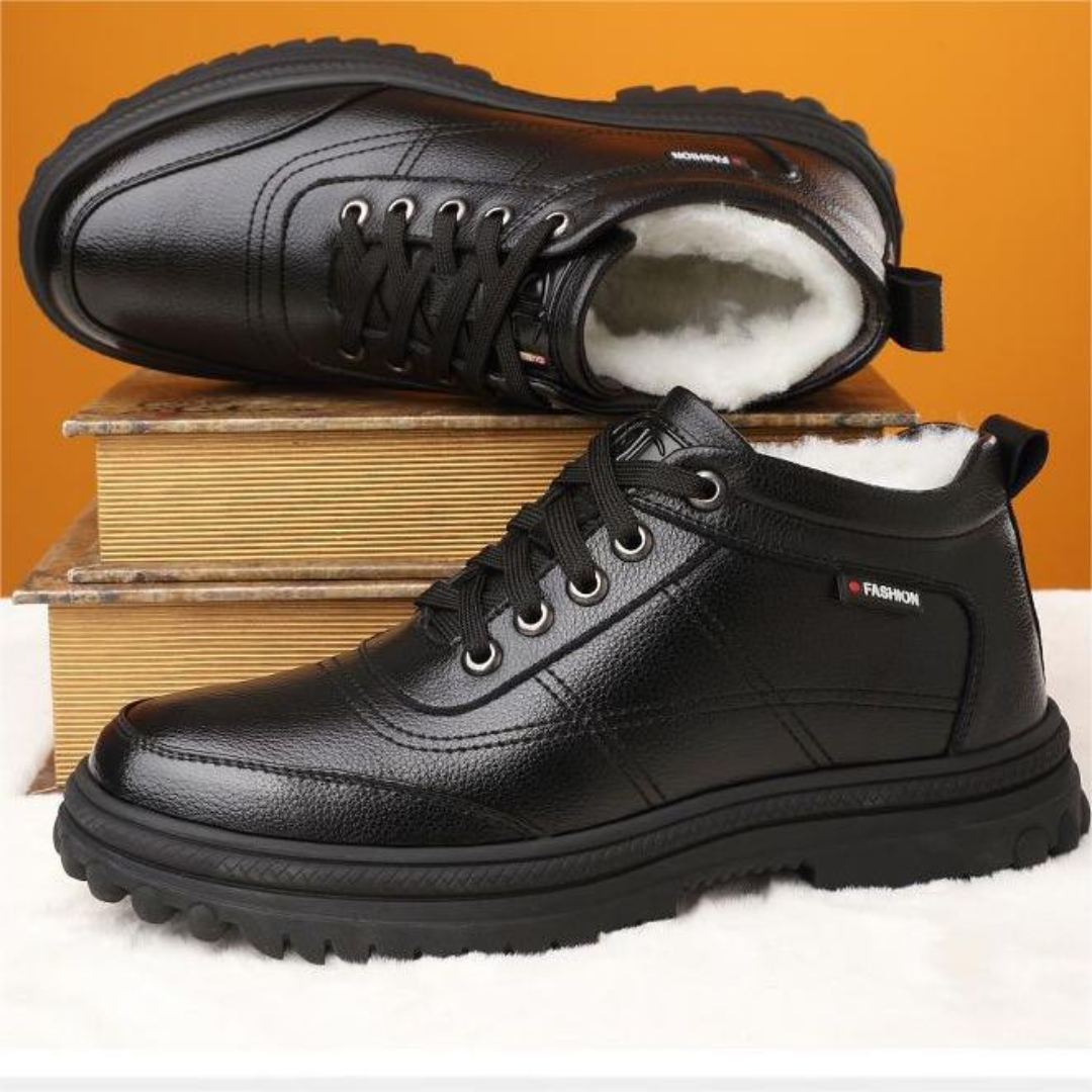 Zapatos de invierno de piel con suela de máxima adherencia para hombre