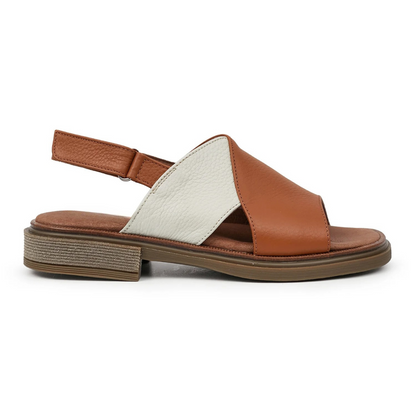 Sandalias de piel bicolor