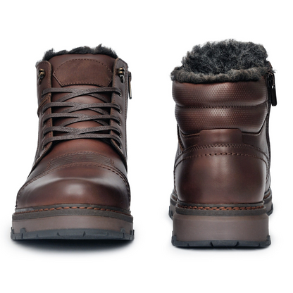 Botas de invierno para hombre de cuero auténtico marrón