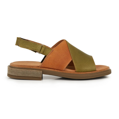 Sandalias de piel bicolor