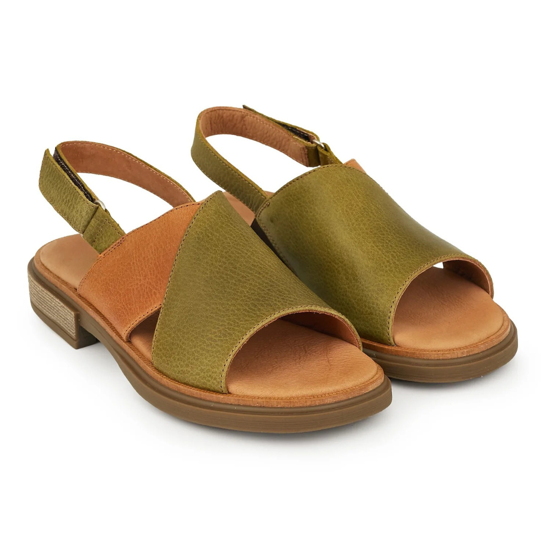 Sandalias de piel bicolor