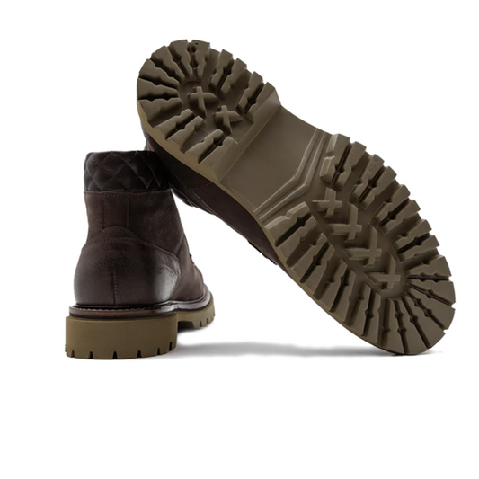 Botas de Cuero Marrón oscuro para Hombre con Suela Gruesa y Costuras Reforzadas