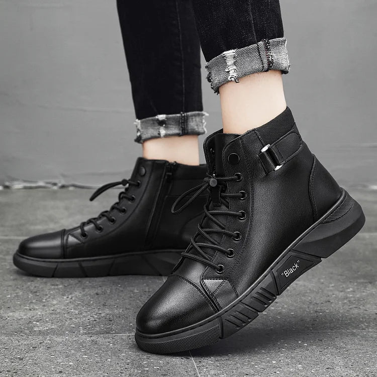 Botas de cuero negras para hombre