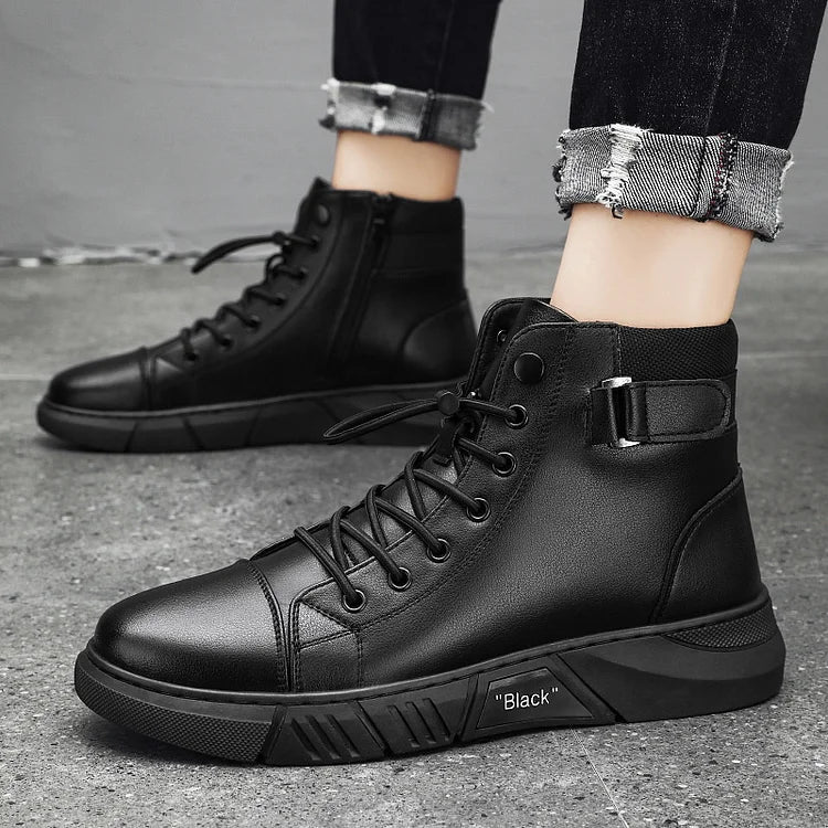 Botas de cuero negras para hombre