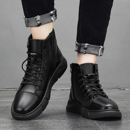 Botas de cuero negras para hombre