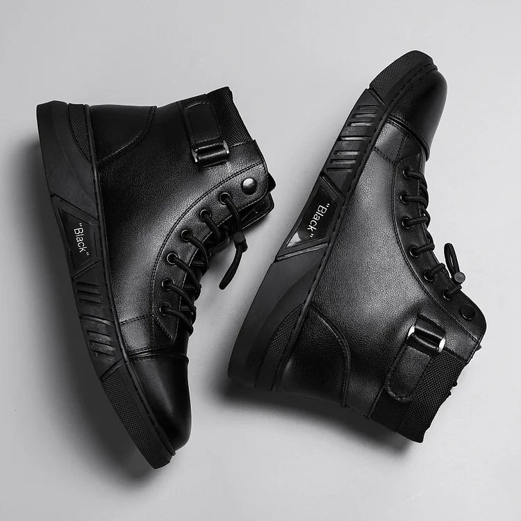 Botas de cuero negras para hombre